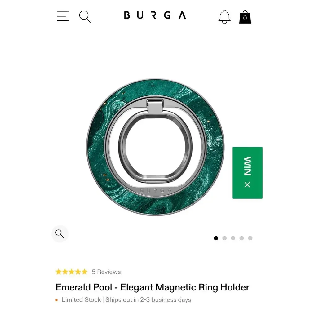 NIB Burga iPhone 17 pro Emerald Pool Case and Matching Magnetic Ring Grip